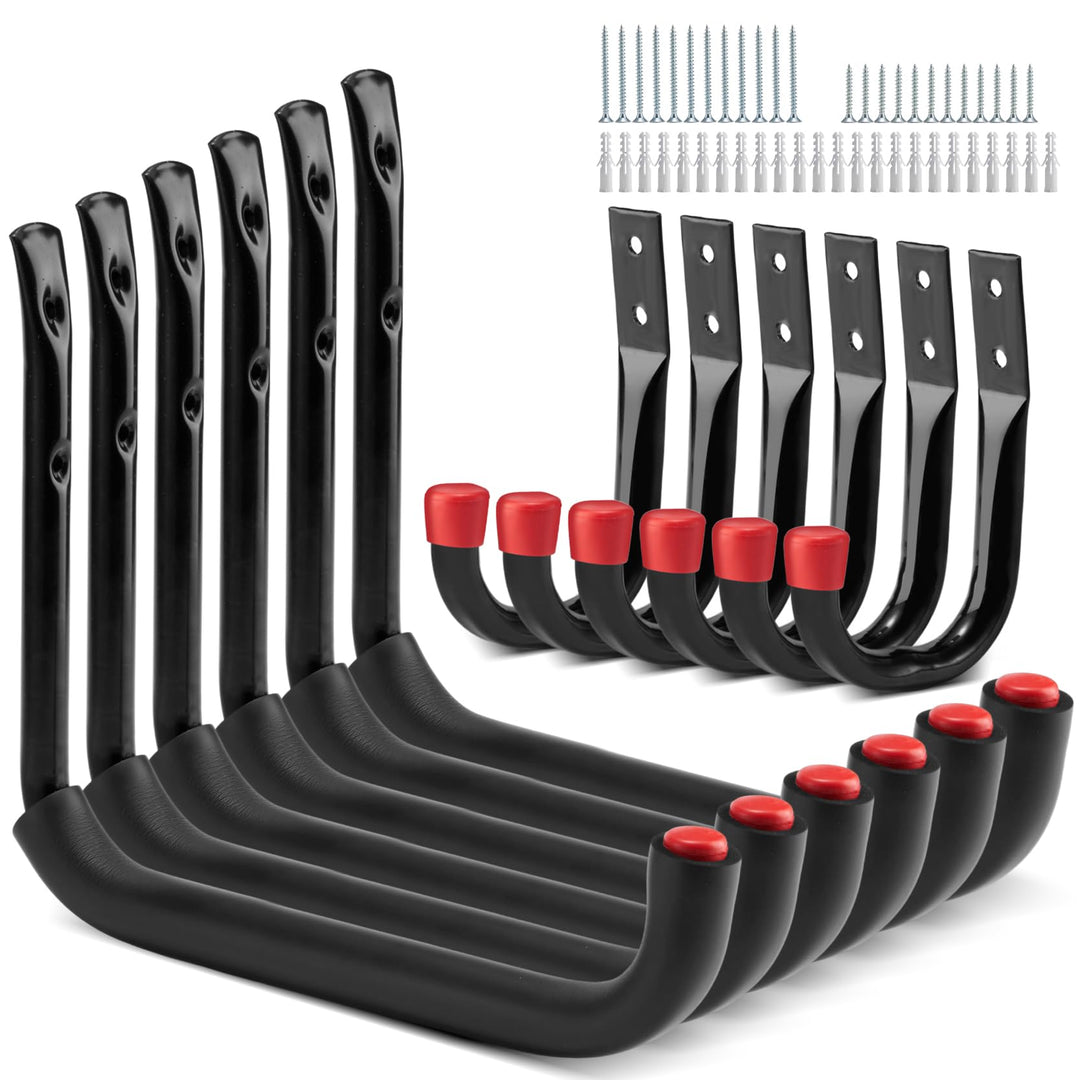 Sinoer Garage -Haken, 12pcs Wandmontage Garage Storage Hooks, für Gartenwerkzeuge, Leitern, Fahrräde