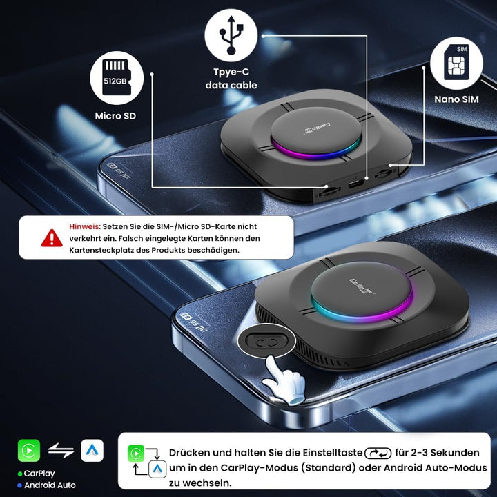 CarlinKit Android 13 CarPlay AI Box,kabelloser CarPlay-und Android Auto-Adapter für kabelgebundene C