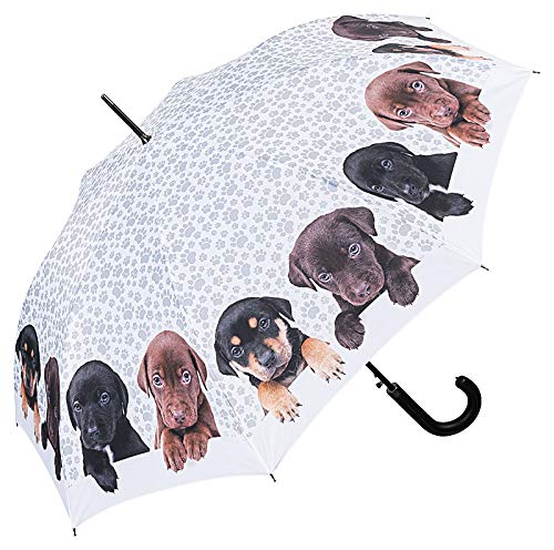 VON LILIENFELD Regenschirm Welpenquartett Auf-Automatik Damen Hunde Kinderschirm Stockschirm