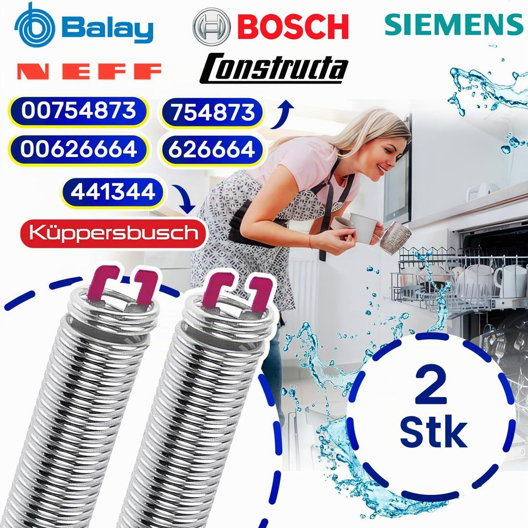Reparaturset Feder in Rosa und Seilzug für Tür Geschirrspüler mit dem Originalcode 00754873 754873 f