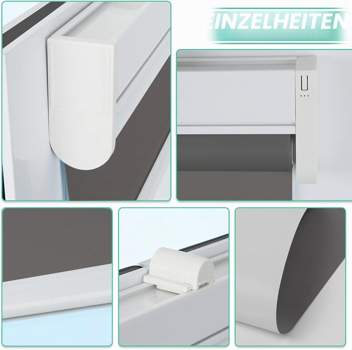 Allesin Elektrische Rollos mit Fernbedienung, Anthrazit Verdunklungsrollo 60x120cm (BxH) Klemmträger