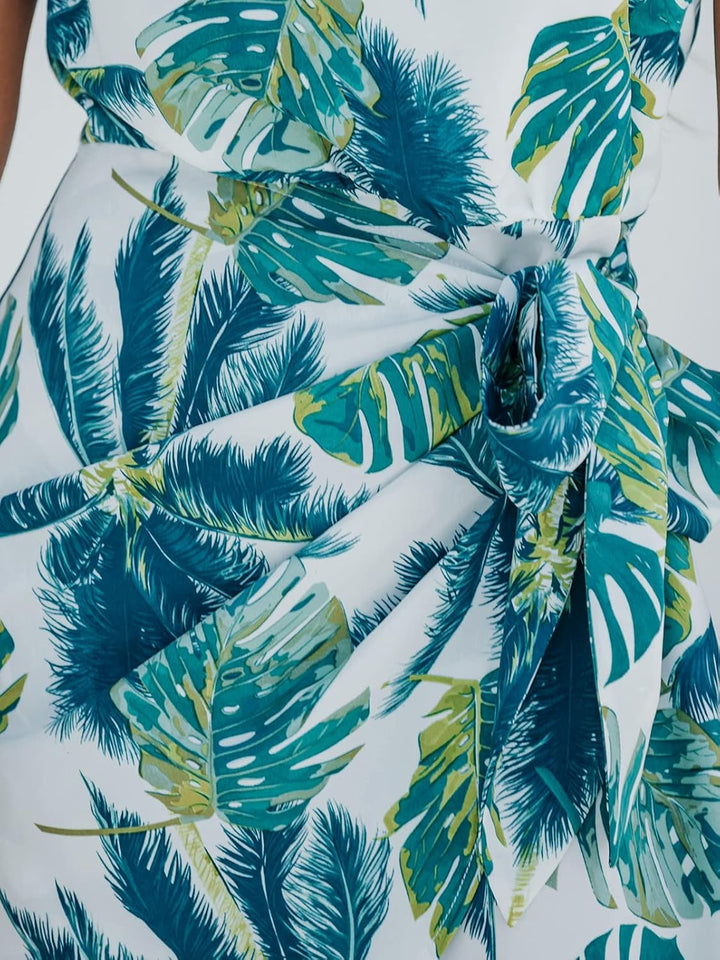 CUPSHE Damen Sommerkleid One Shoulder Tropical Print Schulterfreies Strandkleid Asymmetrische Freize