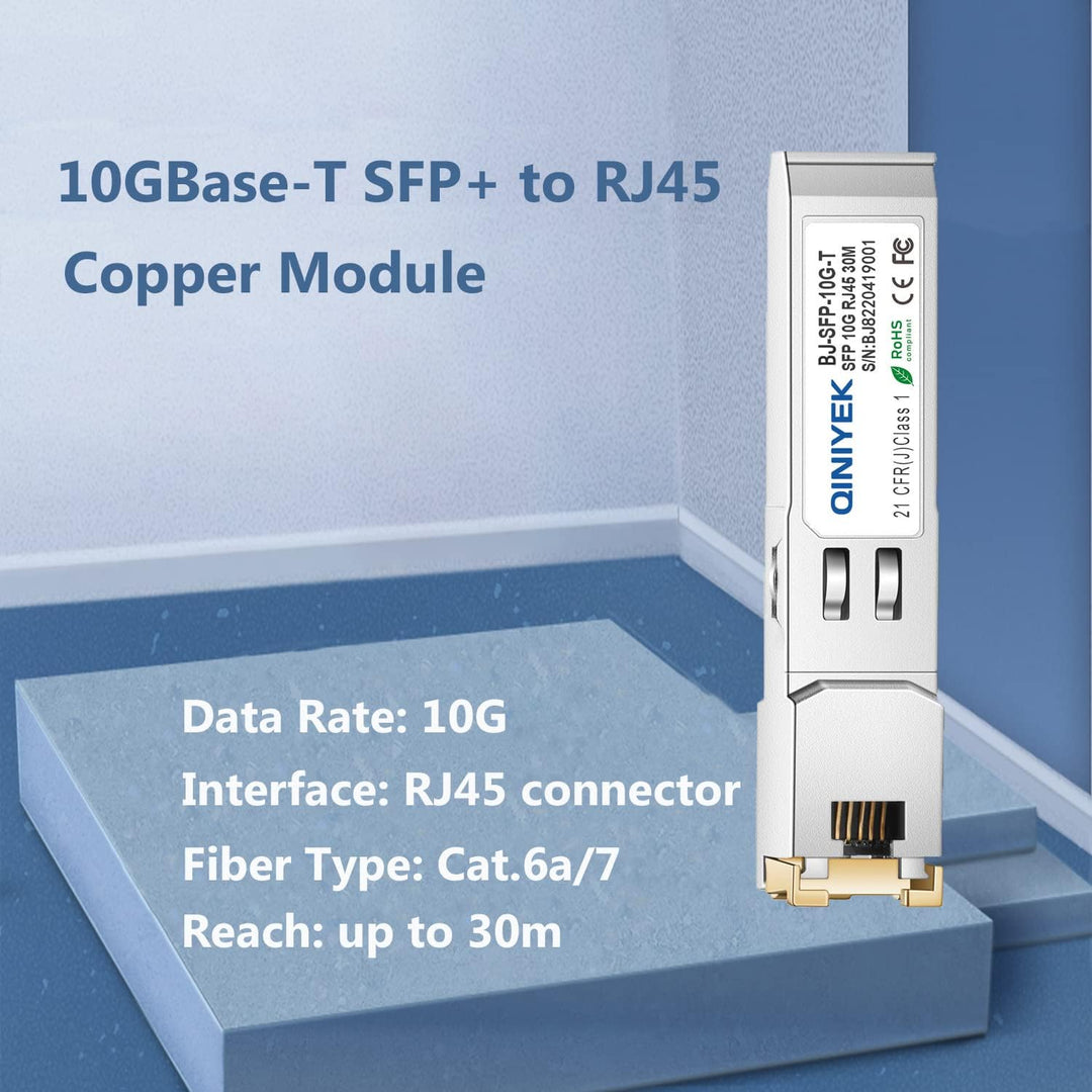 QINIYEK (2 Stück) 10GBase-T SFP+ Module, 10G SFP+ RJ45 Kupfer-Transceiver, kompatibel für Cisco SFP-