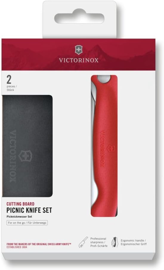 Victorinox Swiss Classic Faltbares Picknick-Messer und Schneidebrett, für Obst, Gemüse, Brötchen, We