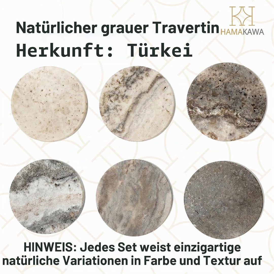Marmor Untersetzer Satz von 4, Natürlichen Grauen Stein Untersetzer 10cm, Moderne Runde Travertin Ge