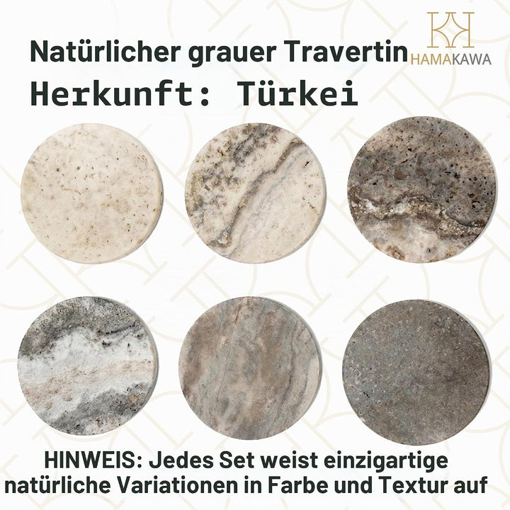Marmor Untersetzer Satz von 4, Natürlichen Grauen Stein Untersetzer 10cm, Moderne Runde Travertin Ge