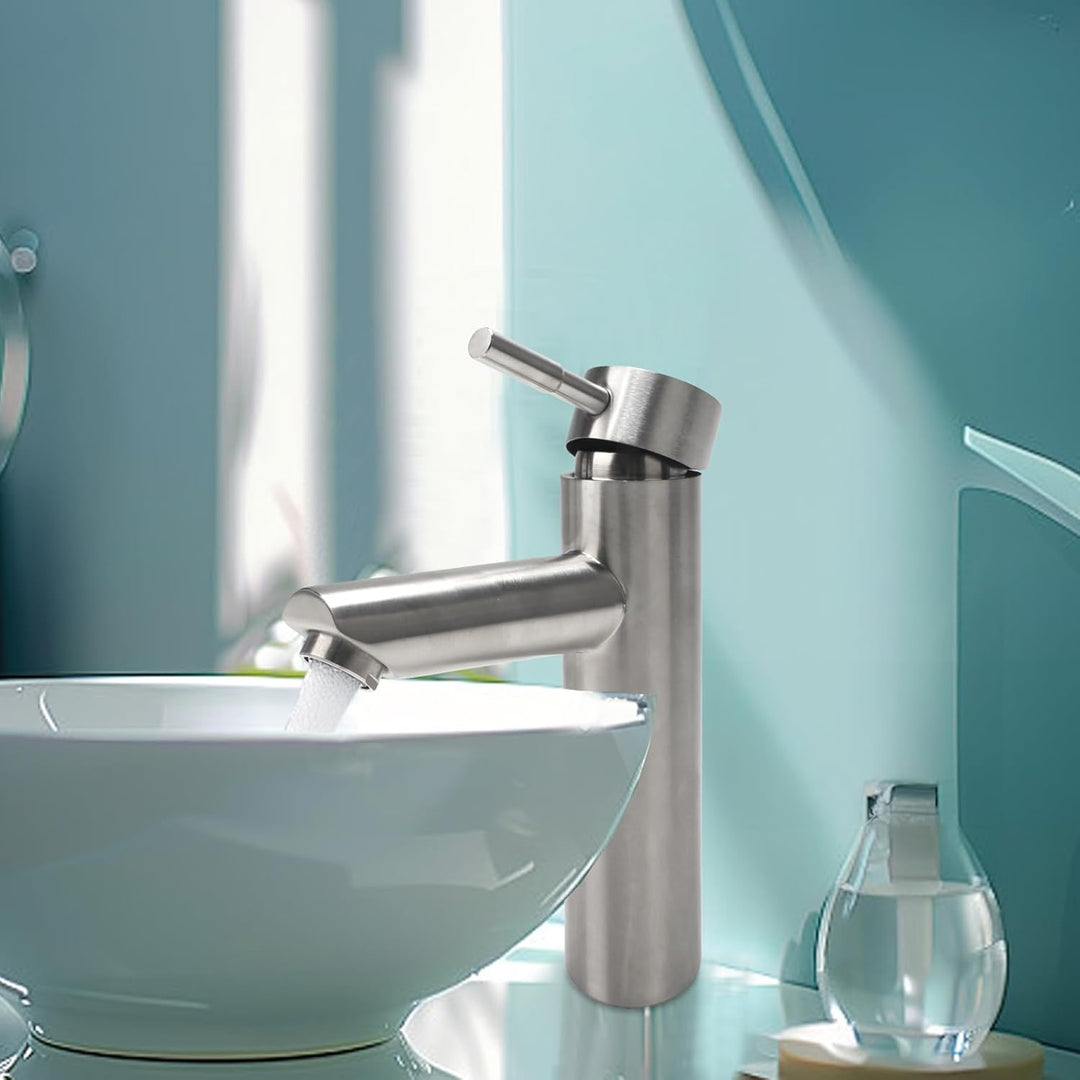 Wasserhahn Bad Edelstahl 304, Waschtischarmatur Infache Montage, Armatur Badezimmer mit Schlauch, Mi