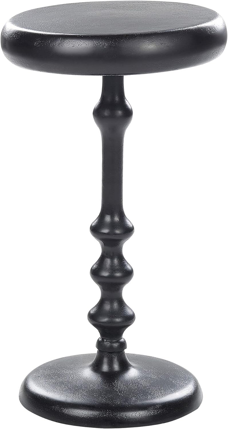 Beistelltisch Metall schwarz Anik-Optik mit Säulenfuss rund ø 30 cm Modern Atapo