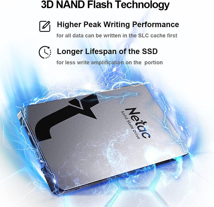 Netac SSD 256GB, SSD Festplatte Intern Sata 3.0 2,5 Zoll für Laptop, PC, Desktop, PS5 (N530S, Alumin