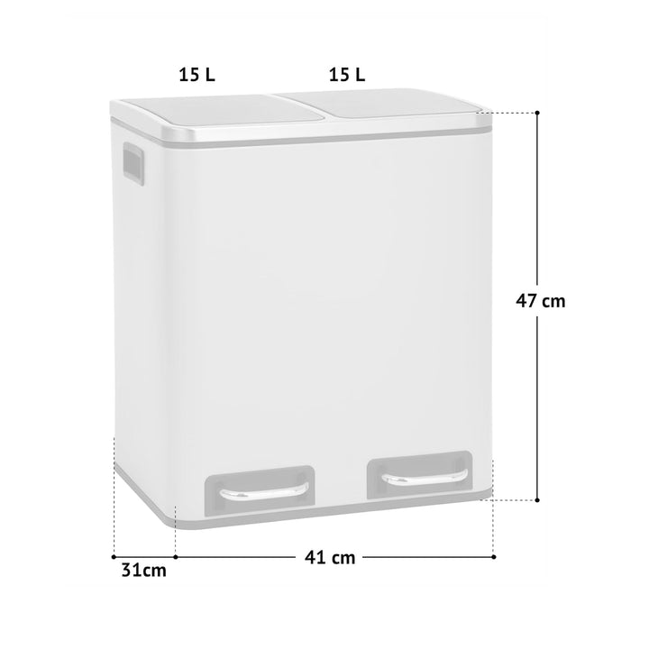 SVITA TM2X15 Treteimer 30 Liter Abfalleimer Inneneimer Mülleimer Design Mülltrennung Papierkorb Küch
