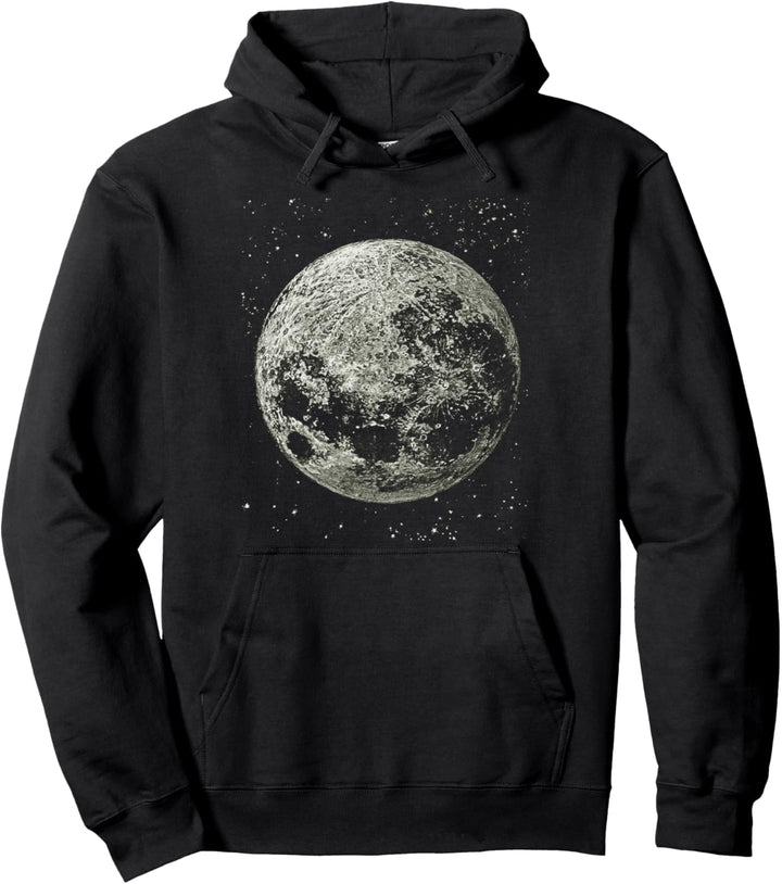 The Moon Astronomy Space Nerd Full Luna Vintage Full Moon Pullover Hoodie