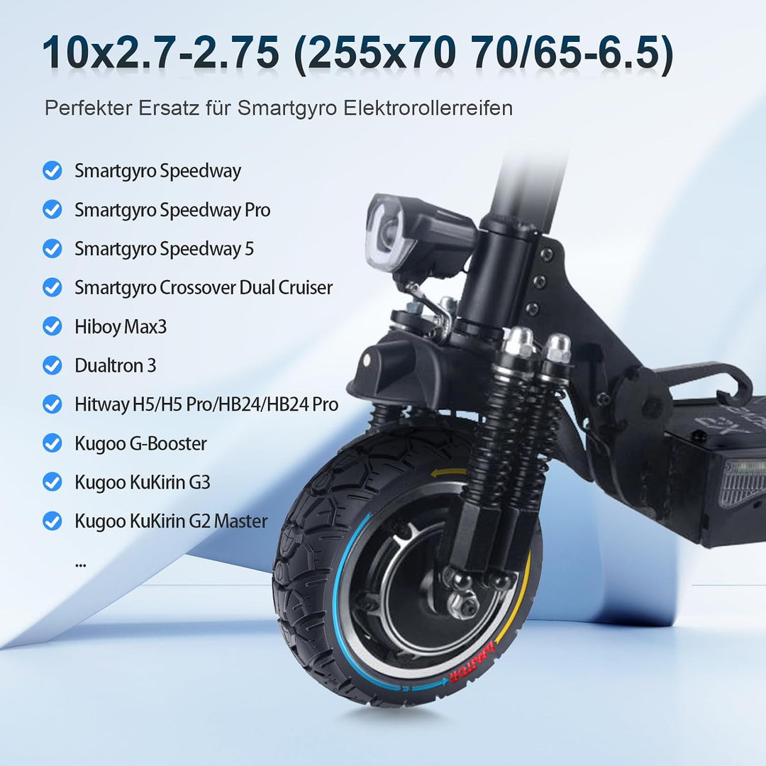 10x2,7-2,75 Vollreifen 10 Zoll Solide Reifen 70/65-6,5 Ersatzreifen für Hitway H5/HB24/Hiboy/Smartgy