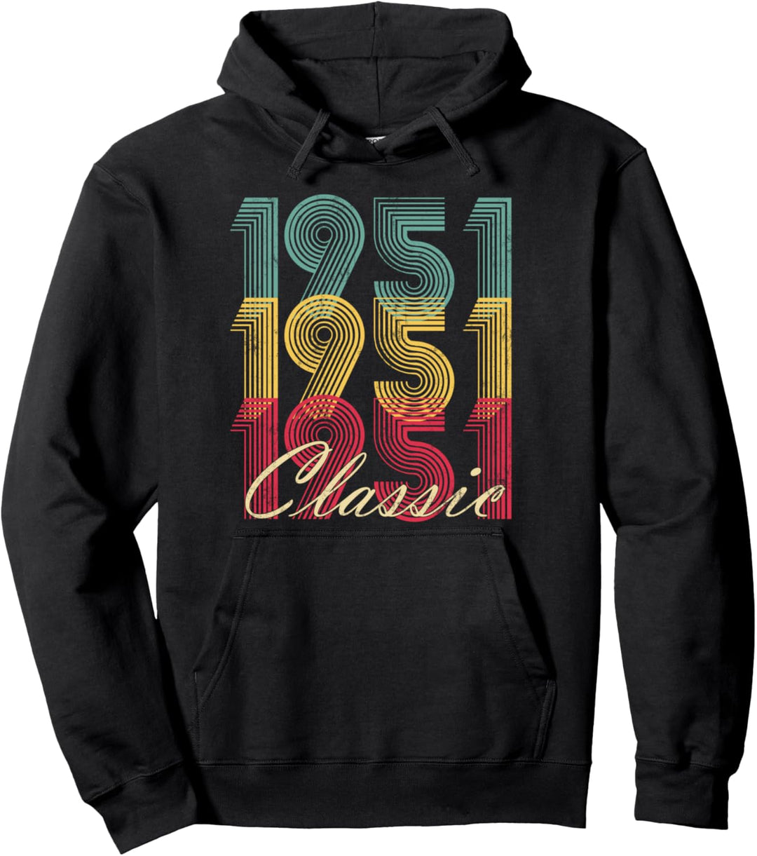 70th Birthday Gift Shirt Born 1951 Retro Mom Dad Men Women Pullover Hoodie
