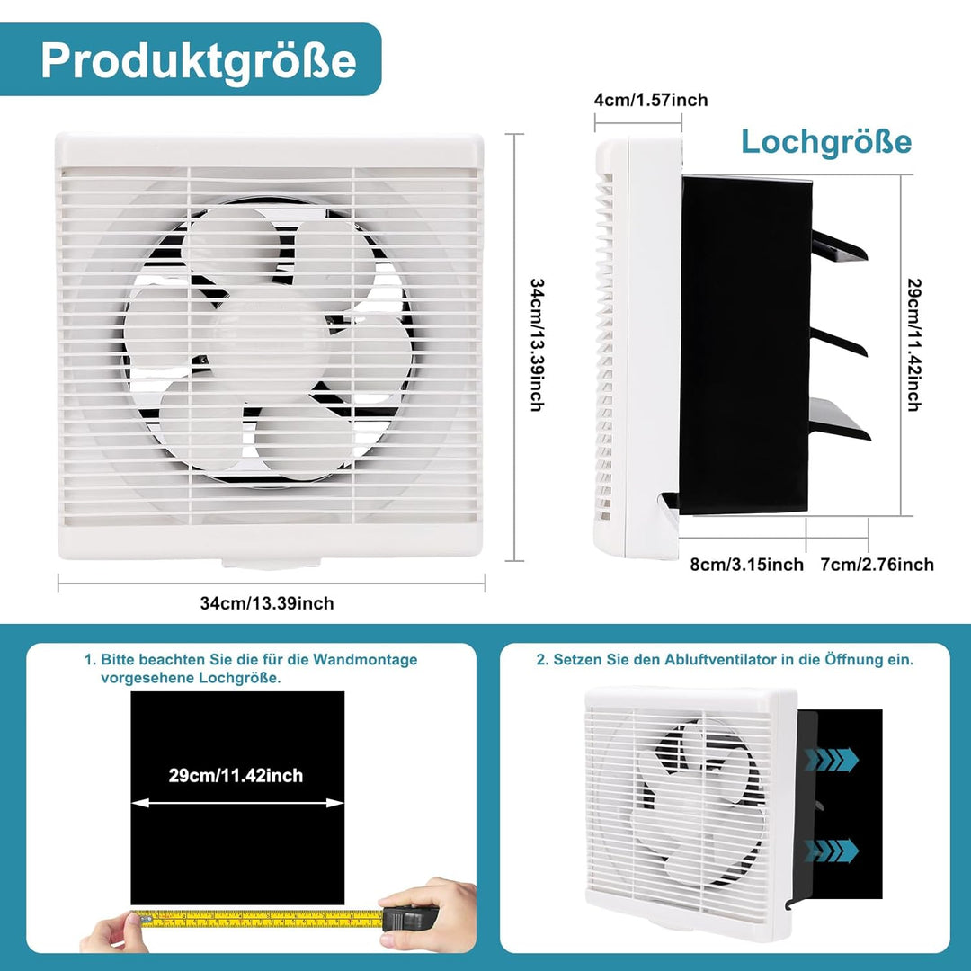 Shutter Ventilation Fan, leiser Lüftungsventilator mit 2,5 m Netzkabel, ideal für Zuhause Badezimmer