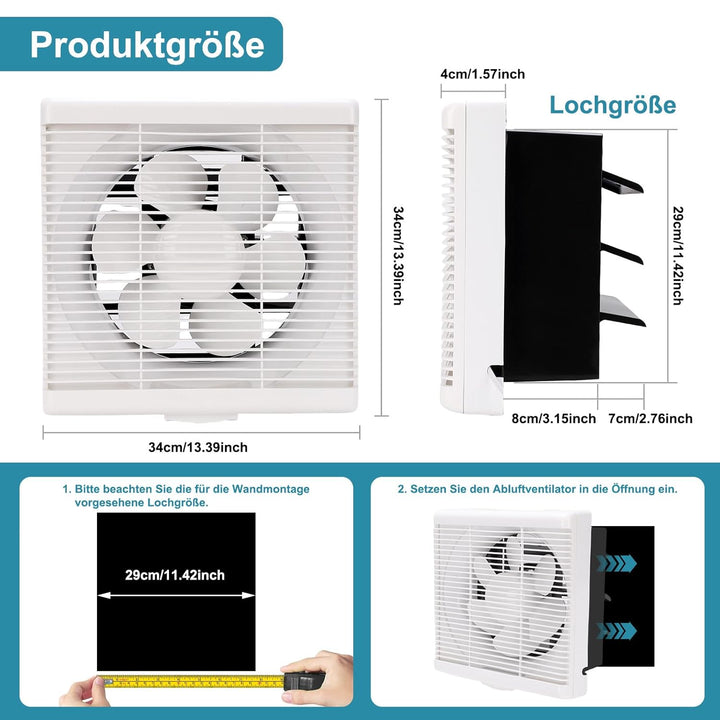 Shutter Ventilation Fan, leiser Lüftungsventilator mit 2,5 m Netzkabel, ideal für Zuhause Badezimmer