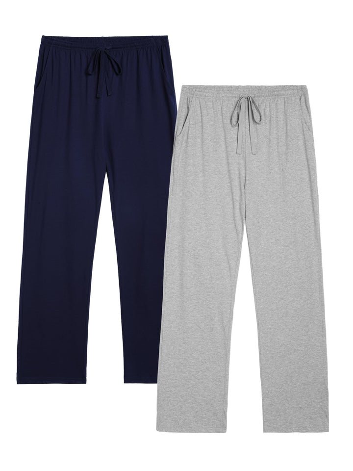 2er-Pack Schlafanzughose Herren Lang Leichte Pyjamahose aus Baumwolle Loungewear Hosen Schlafhose Fr