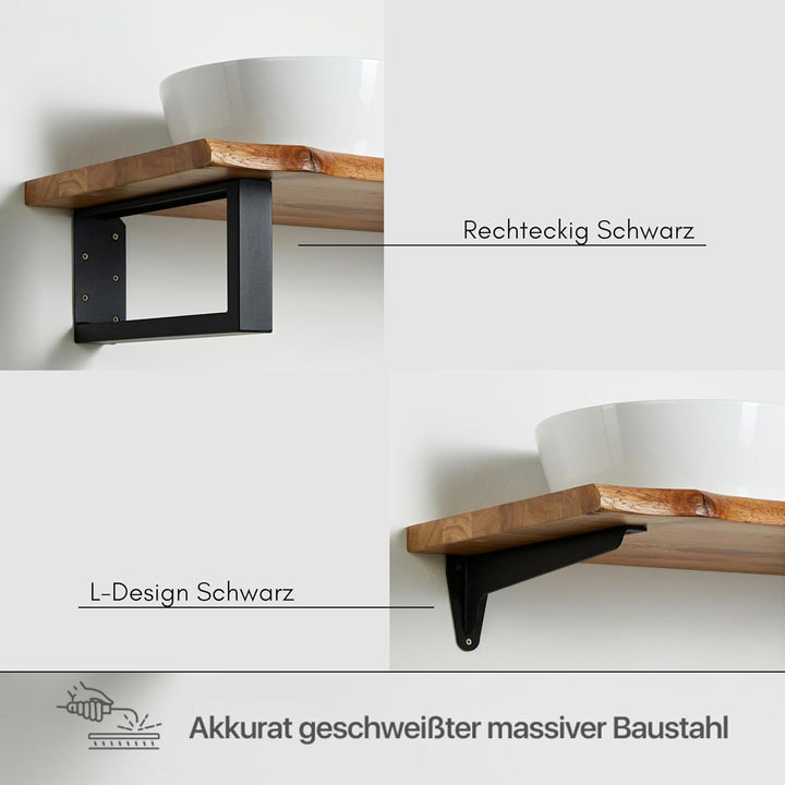 BestLoft Waschtischplatte Holz (Länge: 50 cm/Breite: 40-45 cm) Waschtisch Holz Eichenbrett Massiv 40