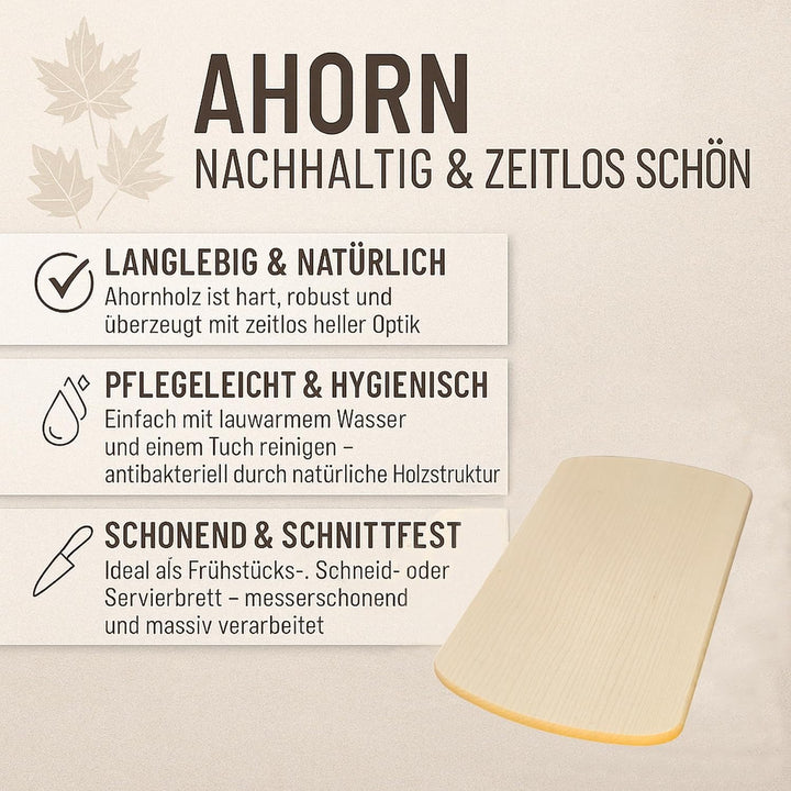 DEKOFANT Frühstücksbrettchen Holz 4er Set gerundet 24x15x1cm Ahorn, 4er Set