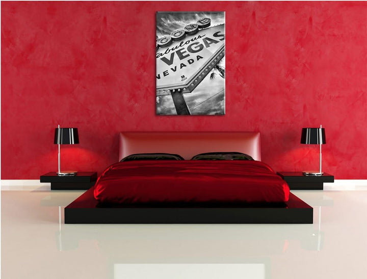 Pixxprint Las Vegas Retro Look als Leinwandbild/Grösse: 100x70 / Wandbild/Kunstdruck/fertig bespannt