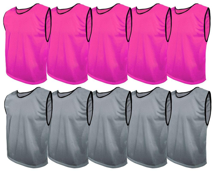 SPORTSBIBS Fussball Leibchen Set 10 Stück: 2 Farben - 5 von jeder Farbe, für Kinder und Erwachsene,