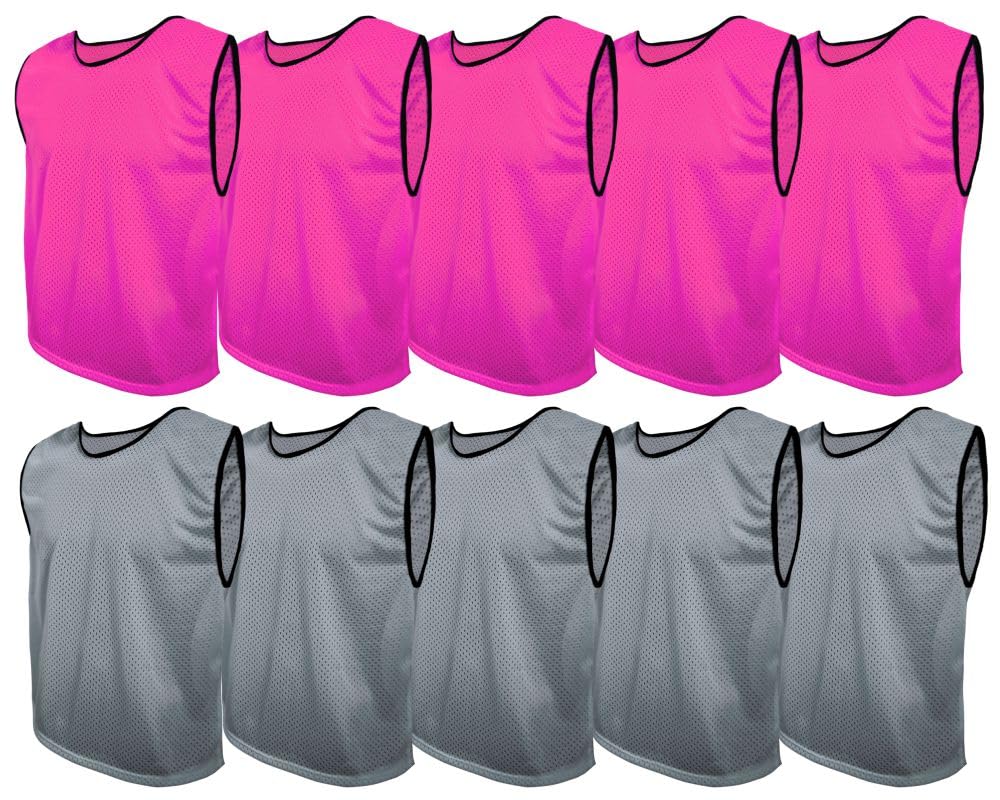 SPORTSBIBS Fussball Leibchen Set 10 Stück: 2 Farben - 5 von jeder Farbe, für Kinder und Erwachsene,