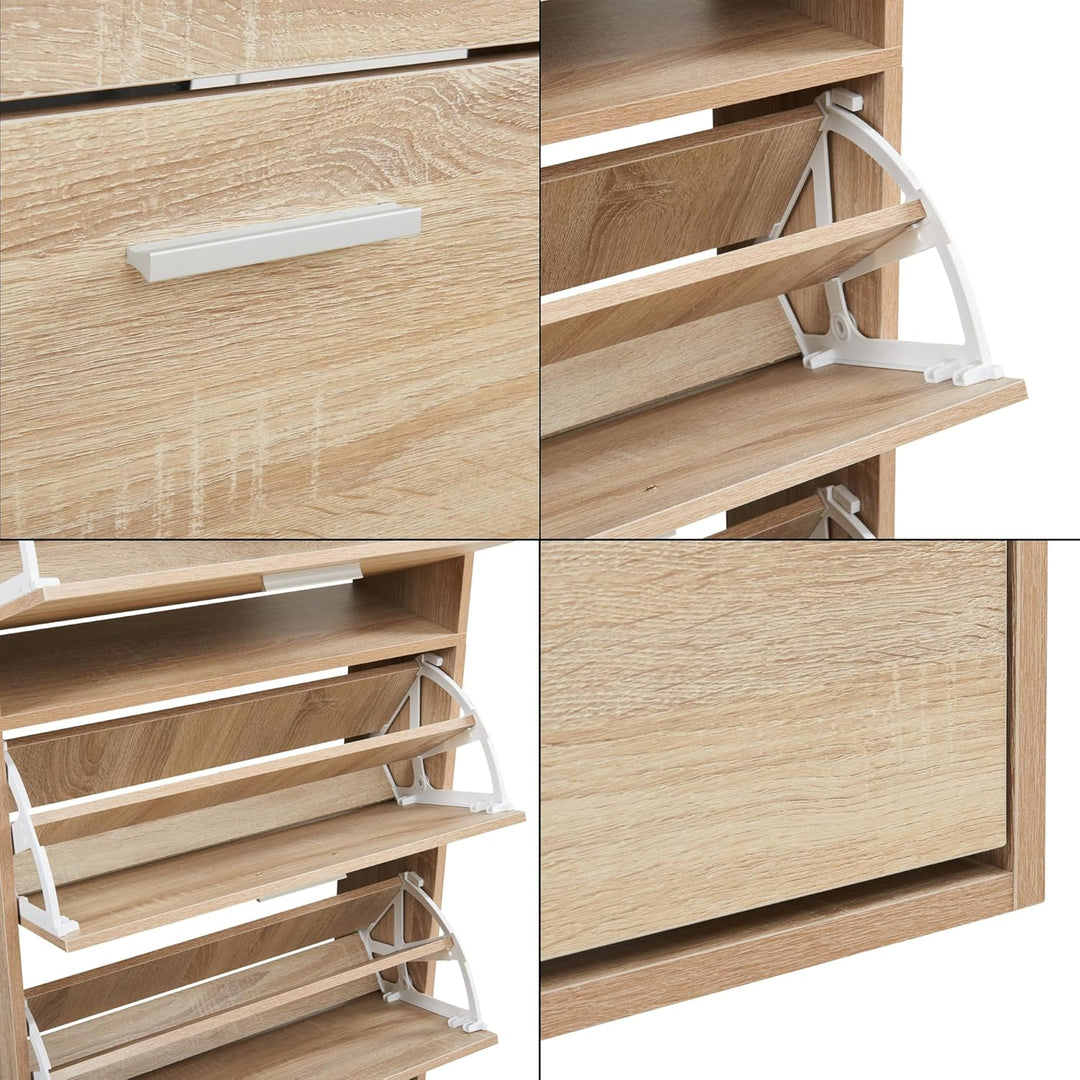 [en.casa] Schuhschrank Sykkylven Schuhkipper mit 5 Klappen Schuhkommode für 20 Paar Schuhe 169 x 60