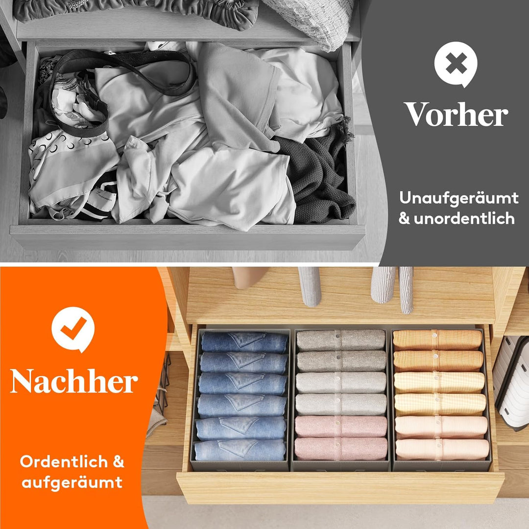 Lifewit Schrank Aufbewahrungsbox Kleidung, Jeans Ordner für Kleiderschrank mit Trennplatte, 6 Fächer