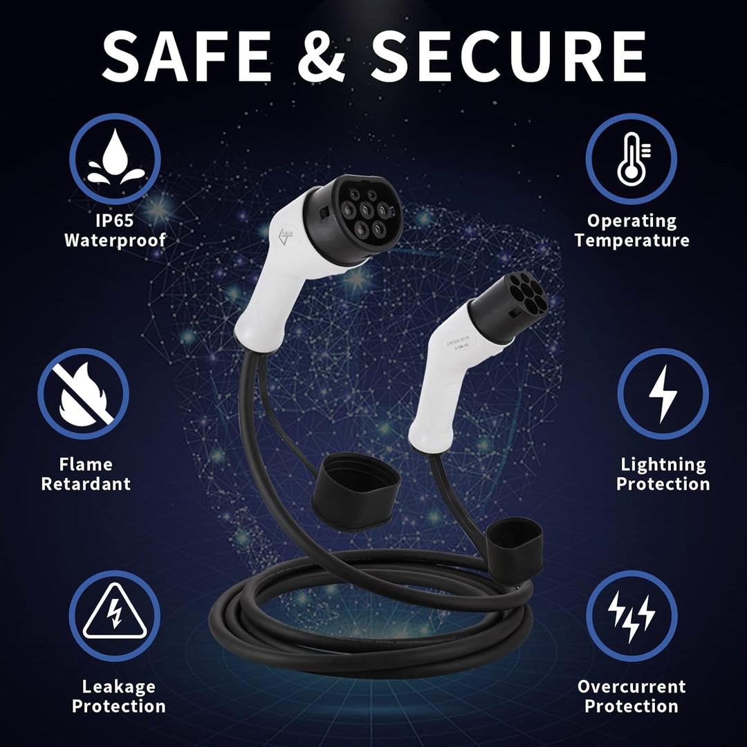 Typ 2 Ladekabel 7.2kW 1-Phasig 32A, 5m Mode 3 Ladekabel Typ 2 auf Typ 2 für alle Elektrofahrzeuge/PH
