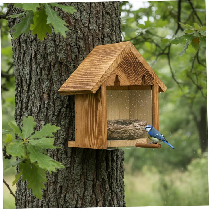 Vogelhaus, Fenster-Vogelhaus mit durchsichtiger Sichtscheibe – zum Aufhängen im Freien, leicht zu re