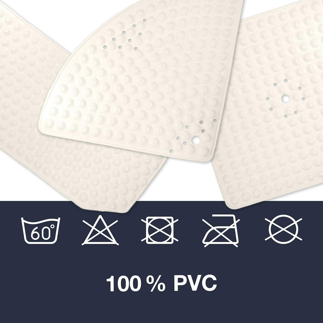 WohnDirect Duschmatte Creme/halbrund 58cm - rutschfest &amp; sehr robust - Antirutschmatte für Dusche od