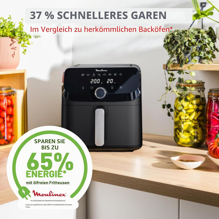 Moulinex Luftfritteuse, sehr grosses Fassungsvermögen von 7,5 l, 8 voreingestellte Programme, kompak
