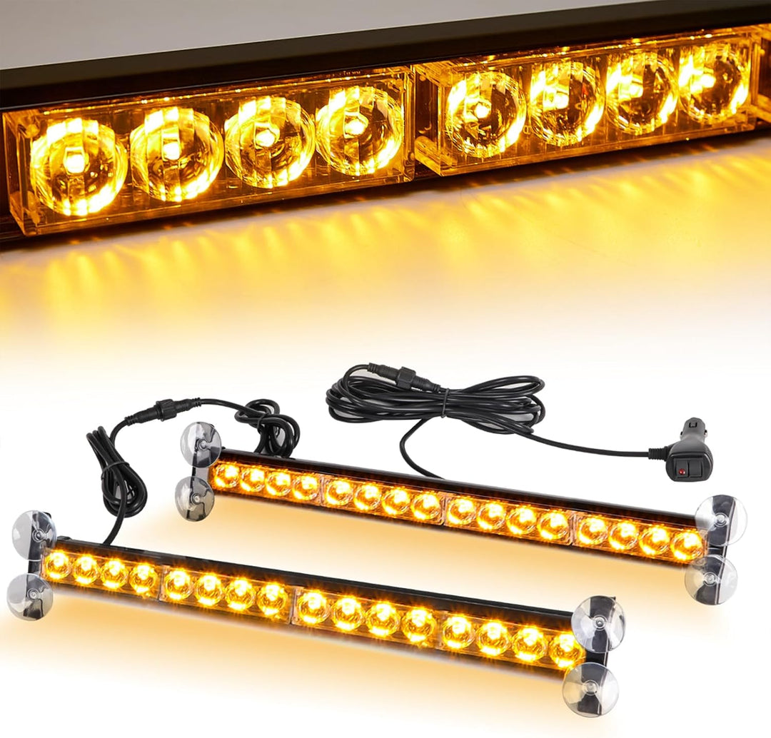 ROUTEKING 12V/24V Warnleuchte 32 LED Frontblitzer - 23 Modi Blitzleuchte 2x42.6cm Starker Rundumleuc
