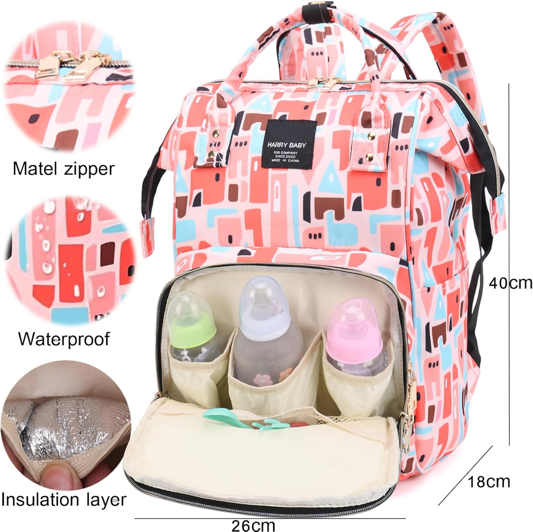 Baby Wickelrucksäcke, Wasserfester Windelrucksack mit Isolierten Fächern für Babys, Grosser Wickelru
