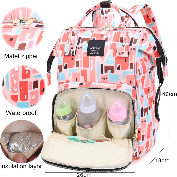 Baby Wickelrucksäcke, Wasserfester Windelrucksack mit Isolierten Fächern für Babys, Grosser Wickelru