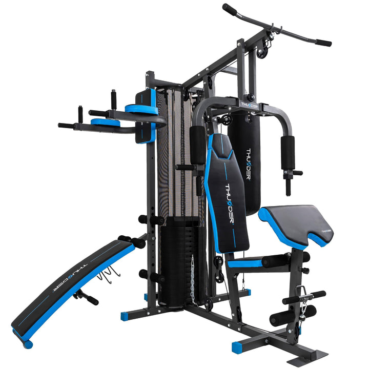 THUNDER Multifunktionale Kraftstation Home Gym Fitnessstation mit Kabelzug &amp; Muskelaufbau Training P