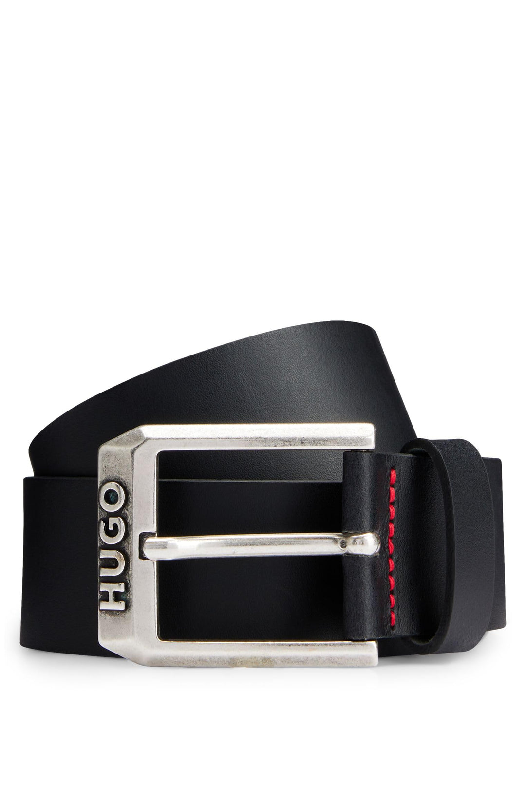 HUGO Herren Gelio-C Sz40 Ledergürtel mit Dornschliesse und Logo-Details 90 Black1, 90 Black1