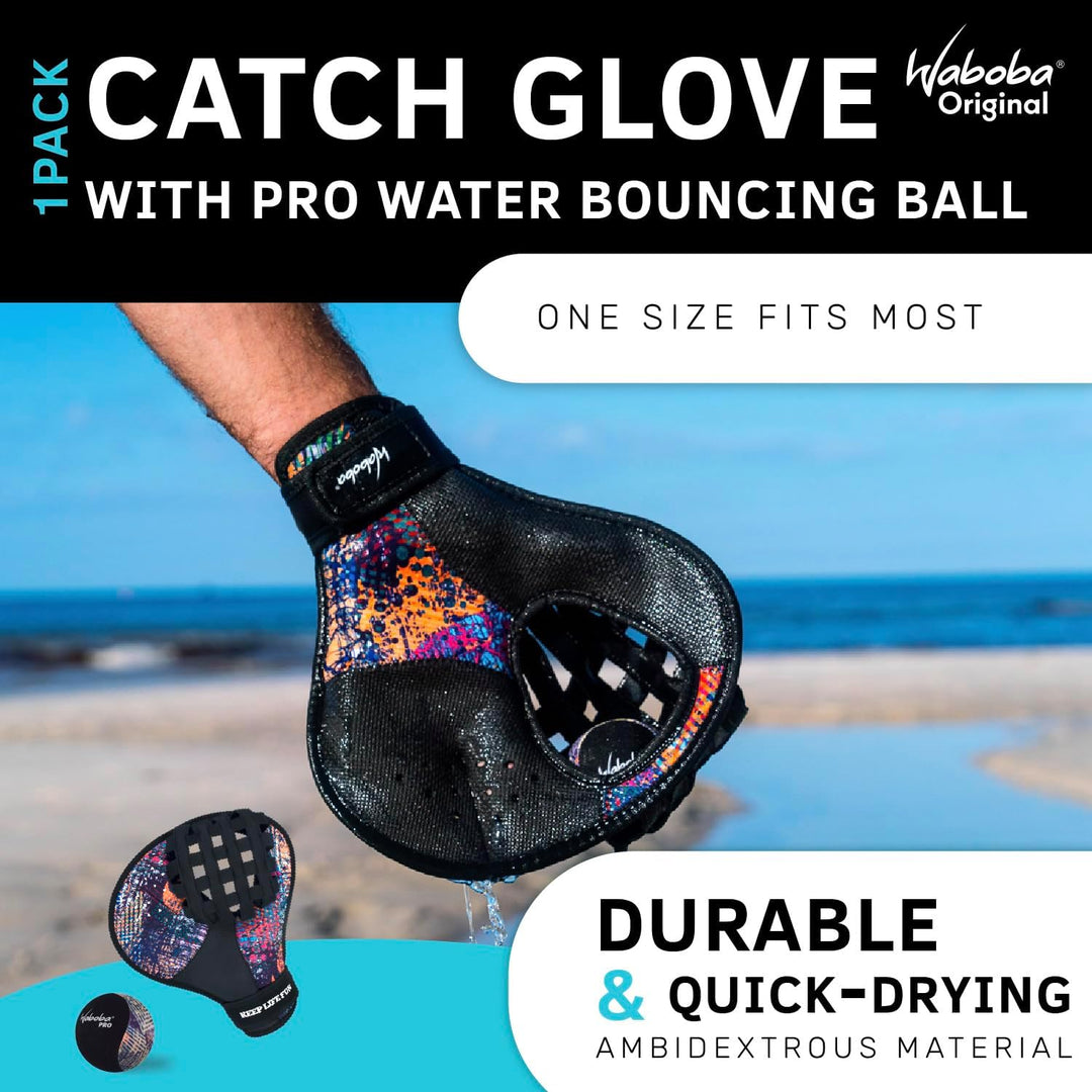 Waboba Water Pro Catch Glove &amp; Pro Water-Bouncing Ball Set – Fanghandschuh im Baseball Stil für Schw