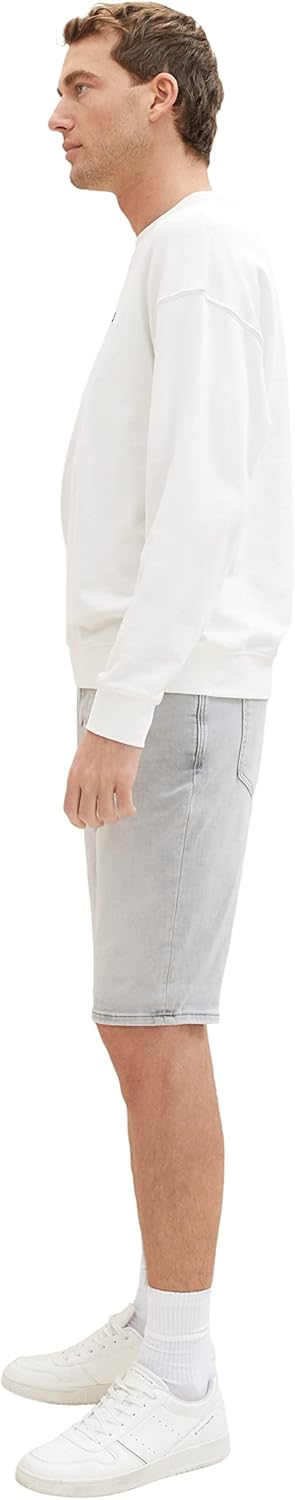 TOM TAILOR Herren Jeans Bermuda Shorts mit Stretch 32 10217 - Used Bleached Grey Denim, 32 10217 - U