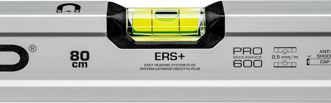 PRO600 Wasserwaage mit magneten 80cm Eloxiert - Die Härte 9 auf der Mohs Skala - Ergonomischen Profi