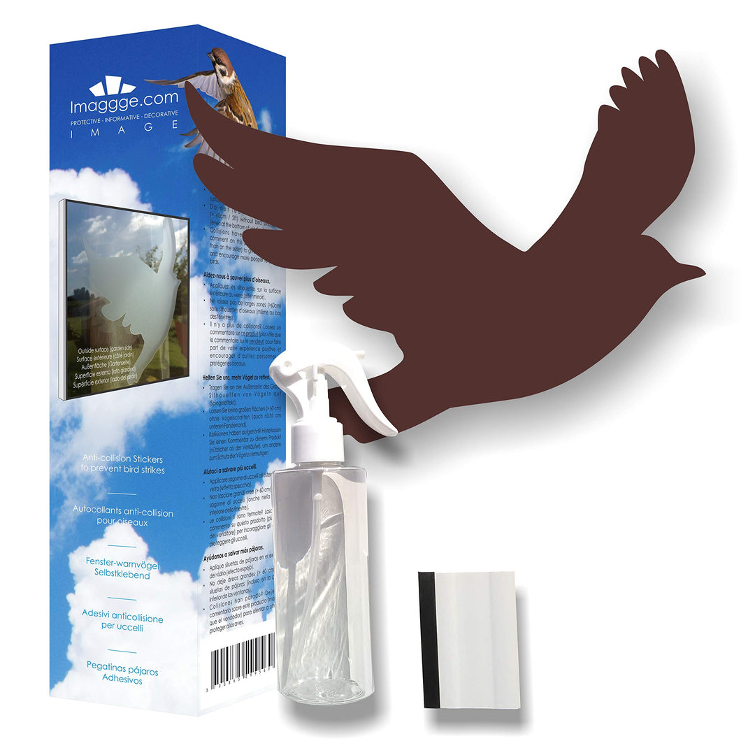 Decooo.be 22 Fenster-Warnvögel - Verhindert Vogelschlag - Set komplett mit Spray und Rakel - Selbstk