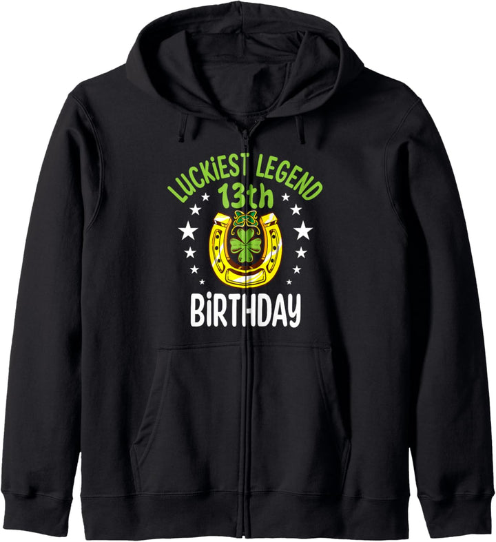 St Patricks Day 13. Geburtstag Outfit Legende Lucky Shamrock Kapuzenjacke