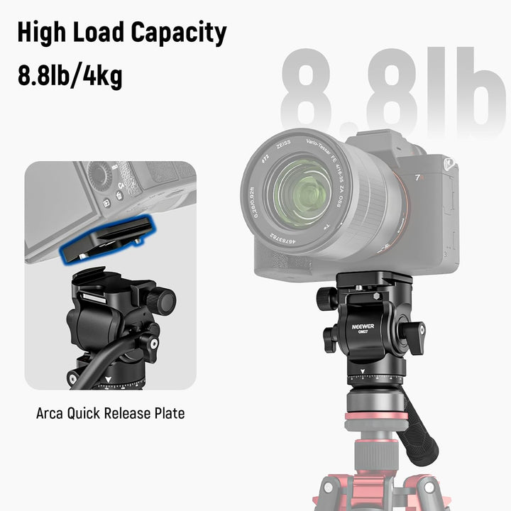 NEEWER Fluidkopf für Videostativ mit +/-10° Nivellierbasis (⌀37mm), Metall Stativkopf Videokopf mit