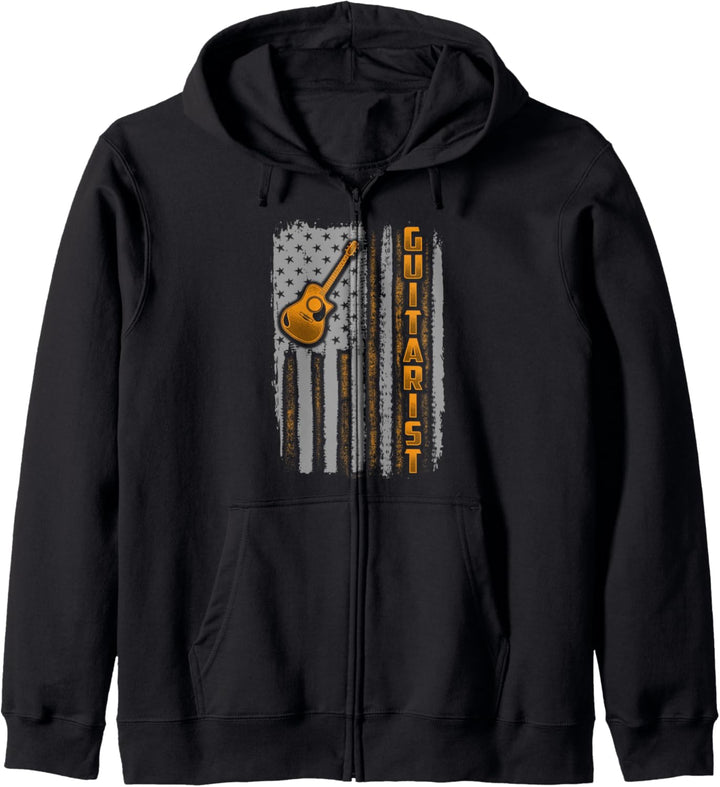 Stolzer Gitarrist - Gitarre mit amerikanischer Flagge Kapuzenjacke