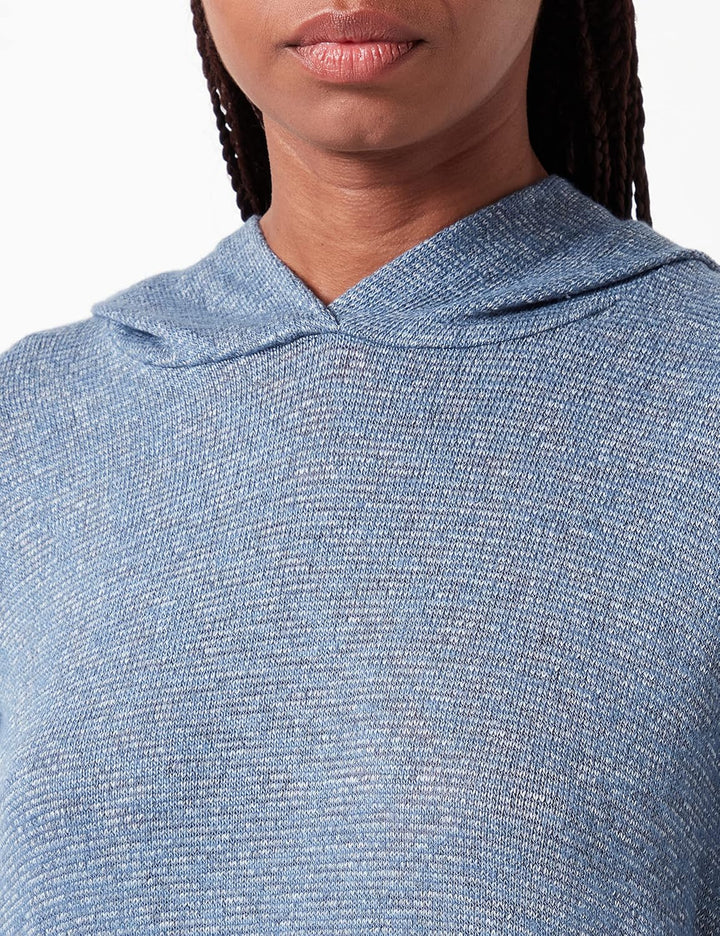 TOM TAILOR Damen Langarmshirt mit Kapuze M 30266 - Stormy Sea Blue Melange, M 30266 - Stormy Sea Blu