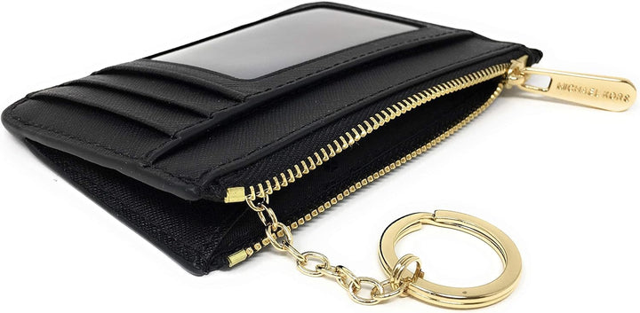 Michael Kors Jet Set Travel Small Top Zip Coin Pouch with ID Holder in Saffiano Leather Schwarz, Sch