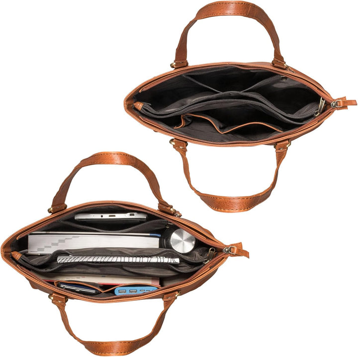 ROYALZ 'Augustine' Vintage Echtleder Handtasche Damen mittelgross Leder Henkeltasche Schultertasche