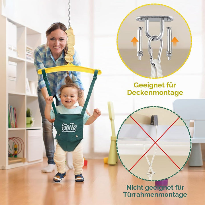 FUNLIO Baby Türhopser mit Deckenhaken für 6–24 Monate, Baby Hüpfschaukel für Drinnen und Draussen, K
