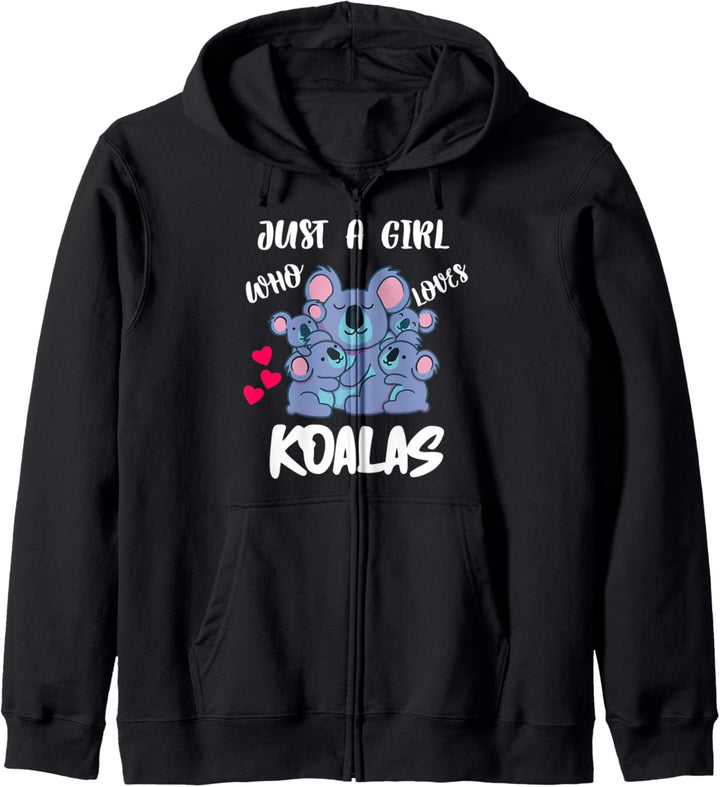 Just a Girl Who Loves Koalas Lila Koala Familie Australien Kapuzenjacke