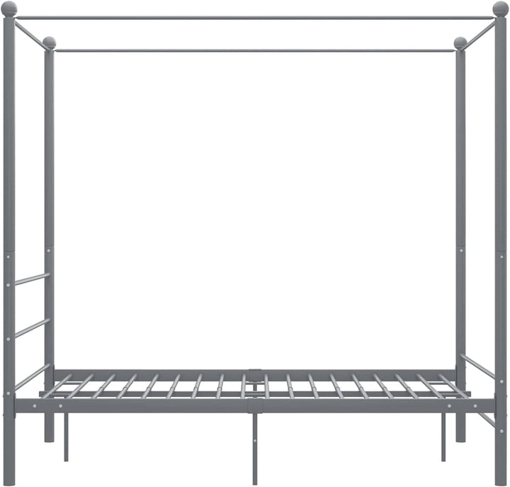 Susany Himmelbett Metallbett Bettgestell Einzelbett Jugendbett Schlafzimmerbett Grau Metall 120x200