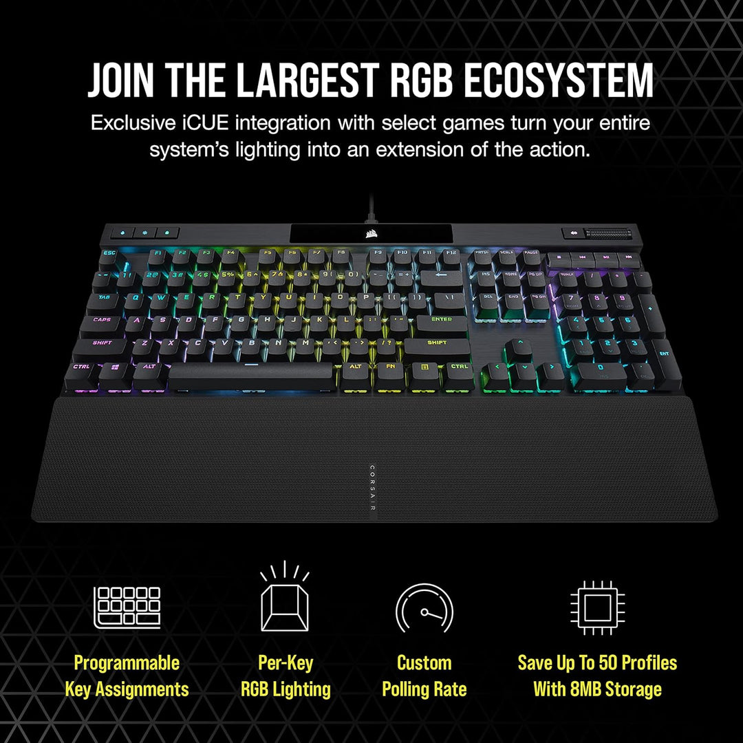 Corsair K70 RGB PRO Mechanical Gaming Keyboard, Backlit RGB LED, Cherry MX Red Keyswitches, Schwarz